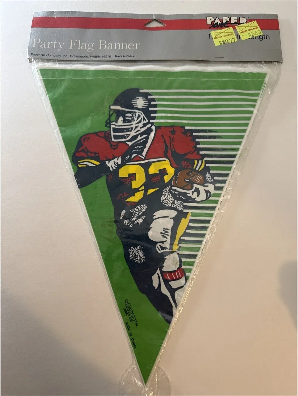 Vintage Green Football Party Flag Banner Paper Art Company Inc